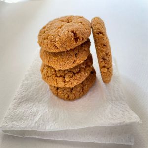 Close-up of golden-brown, butter cookies with a delicate crumb texture.